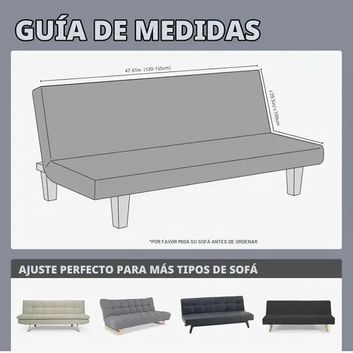 Vista 2 de molasofa - Funda elástica para futón de aspecto de cuero, cubierta para sofá sin brazos, protector de muebles con parte inferior elástica, funda
