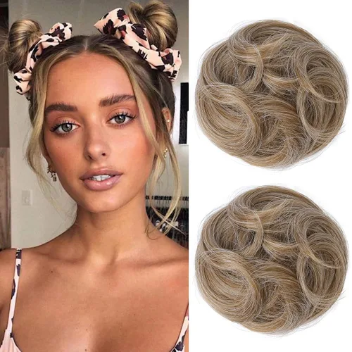 Vista 40 de REECHO Space Bun Hair Pieces, 2 piezas de mini clips de garra en moños desordenados y orejas de gato, extensiones de moño de cabello falso HB001