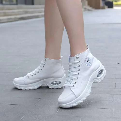 Vista 2 de Zapatos deportivos de lona para mujer, con cordones, casuales, con cojín de aire