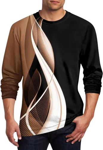 Vista 10 de Camisas casuales para hombre, de manga larga, cuello redondo, elásticas, suaves, casuales, S-4XL