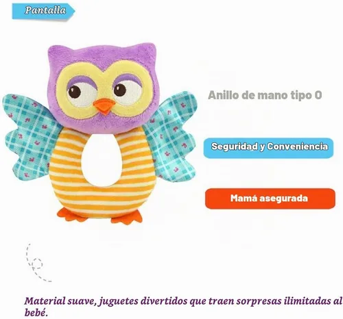 Vista 4 de teytoy Juguete de sonajero suave de búho por más de 0 meses