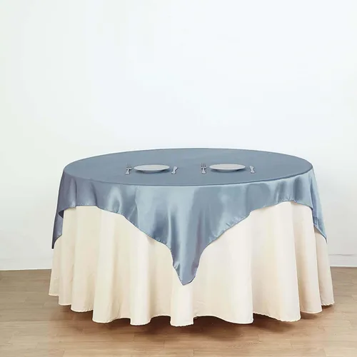 Vista 50 de Efavormart Paquete de 5 Sobremanteles Cuadrados de Satén de 60" para Decoraciones de Mesa de Bodas, Catering y Fiestas, Cubierta de Mantel Negro