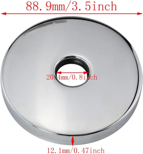 Vista 2 de Cubierta de brida de ducha de 3.5 pulgadas, placa redonda extra grande para brazos de cabezal de ducha, cromada