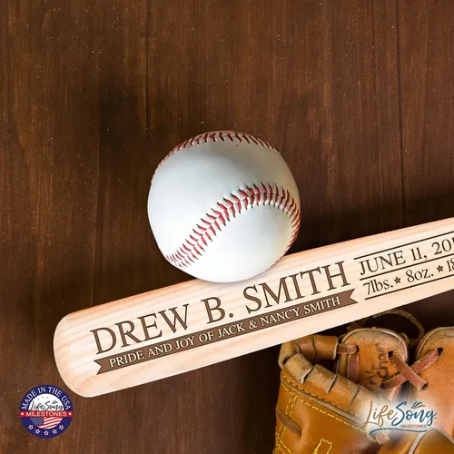 Vista 2 de LifeSong Milestones Personalized Engraved Baseball Bat – Custom Gift for Dad, Son, Brother, or Nephew – Keepsake for Birthday, Graduation, or