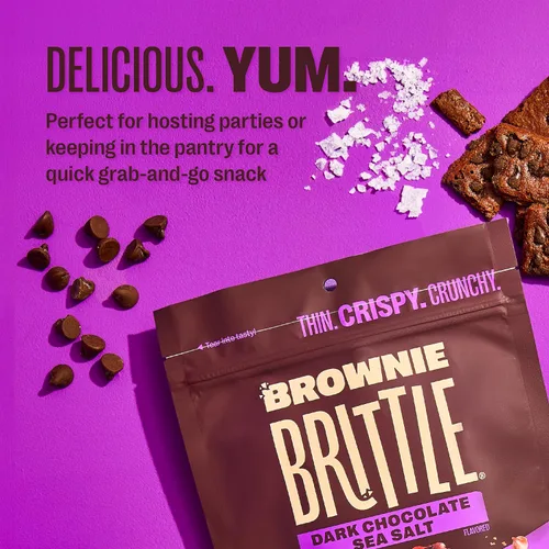 Vista 4 de Brownie Brittle – Galletas dulces delgadas y crujientes de chocolate oscuro con sal marina (paquete de 6, 5 onzas), postre rico en bocados gourmet