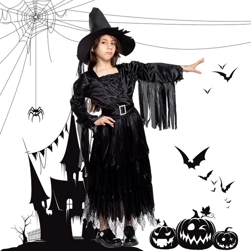 Vista 4 de Fairytale Witch Costume for Girls Halloween Costumes Kids Toddler Role Play Dress Up