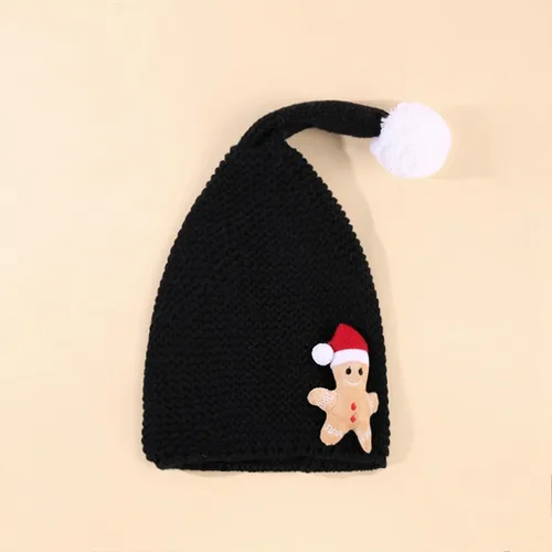 Vista 4 de Kayotuas Gorro de punto de Navidad para niños, bebé, pan de jengibre, lindo pompón, sombreros de dibujos animados, suministros de fiesta de Navidad
