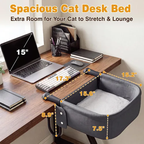 Vista 3 de Cama de escritorio para gatos extra resistente para gatos grandes Gris
