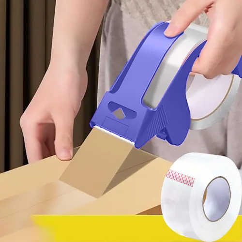 Vista 4 de Cinta de embalaje resistente con dispensador recargable, cinta de embalaje silenciosa de 2.4 mil, 1.88 pulgadas x 110 yardas, repuestos de cinta