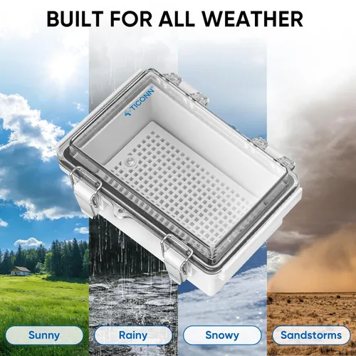 Vista 7 de TICONN - Caja de conexiones eléctricas impermeable IP67 con carcasa de plástico ABS con tapa con bisagras con placa de montaje, soportes de pared