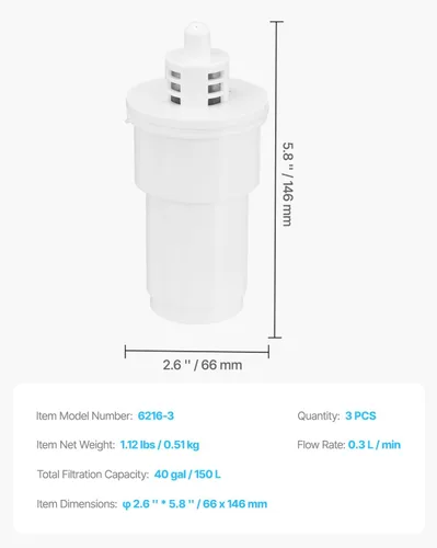 Vista 7 de Happybuy Filtro de agua para jarra, paquete de 3 filtros de agua de 5 etapas para jarras y dispensadores, sin BPA, dura 3 meses o 40 galones, reduce