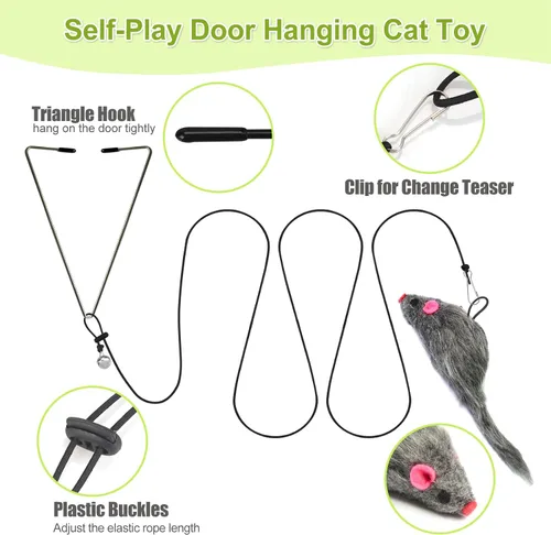 Vista 3 de ChicWow Varita Retráctil Interactiva para Gatos y Juguetes Colgantes para Gatos - 2 Varitas, 2 Colgantes, 7 Juguetes Tentadores para Gatos Adultos