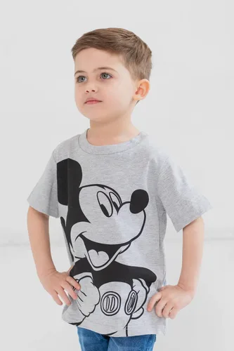 Vista 2 de Disney Mickey Mouse Pixar Toy Story Winnie The Pooh Pixar Cars Lion Guard - Paquete de 2 camisetas para niños pequeños GrisBlanco