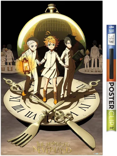 Vista 13 de Trends International The Promised Neverland - Póster de pared de grupo, 14.725 x 22.375 pulgadas, versión enmarcada de madera de granero Versión