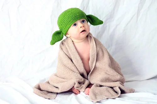 Vista 3 de Leche Proteína Algodón Hilado Hecho a Mano Star Wars Baby Yoda Sombrero Verde Goblin Sombrero con Orejas - Múltiples