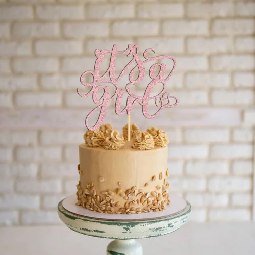 Vista 5 de Decoración para tartas con texto en inglés "It's a Girl" para baby shower, revelación de género, suministros para fiesta de primer cumpleaños