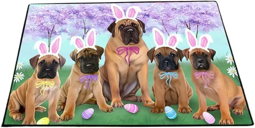 Vista 24 de Doggie of the Day Bullmastiff Dogs Floor Mat - 4th of July Independence Day - Best Dog Doormat - Protector Decor - Unique Portrait Art - Premium