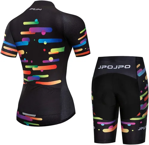 Vista 2 de Conjunto de ciclismo de manga corta para mujer, conjunto de camiseta de ciclismo de verano reflectante
