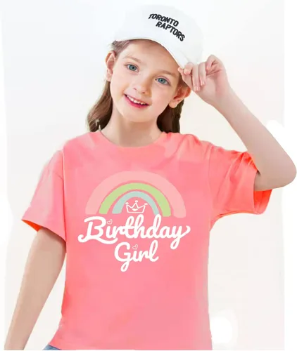 Vista 2 de Camiseta de cumpleaños para niña, diseño de arco iris, camiseta colorida para cumpleaños, primera 2, dos, 3, 4, 5