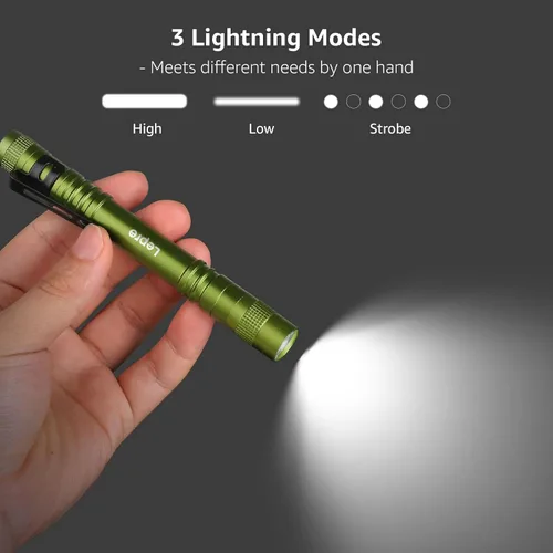 Vista 3 de Linternas LED Lepro en forma de bolígrafo, linterna de bolsillo mini impermeable y ligera con clip, paquete de 2 linternas pequeñas para inspección