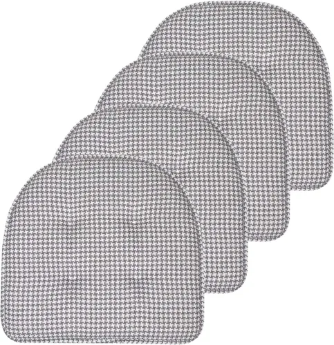 Vista 59 de Sweet Home Collection - Cojín de asiento de espuma viscoelástica y respaldo de caucho antideslizante con capitoné para silla, cojín en U, 17x16 Gris