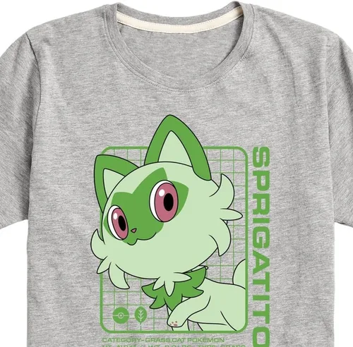 Vista 2 de HYBRID APPAREL - Pokémon Sprigatito Stats - Camiseta de manga corta para niños