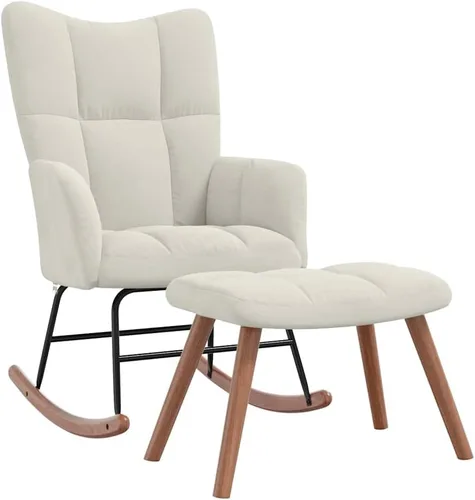 Vista 13 de vidaXL Mecedora, silla de acento mecedora, asiento acolchado con reposapiés, silla auxiliar para sala de estar, dormitorio, estilo retro, terciopelo