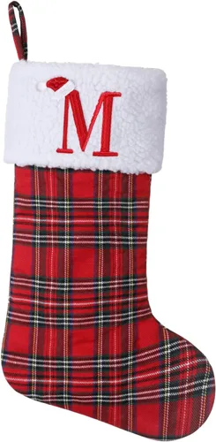 Vista 42 de Calcetines de Navidad bordados con monograma inicial de 20 pulgadas, decoración de Navidad, calcetines personalizados, decoración de temporada