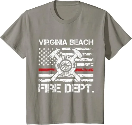 Vista 29 de Virginia Beach Virginia Fire Department - Camiseta delgada de línea roja, Negro