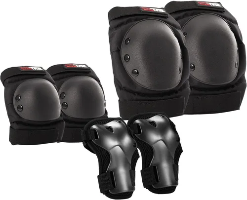 Vista 8 de SKT HP Equipo de protección para adultos, rodilleras, coderas, muñequeras para patinaje en línea, ciclismo, patinaje A: Negro