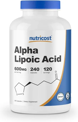 Vista 2 de Nutricost Ácido alfa lipoico 600 mg, 240 cápsulas de glutatión 500 mg, 240 cápsulas
