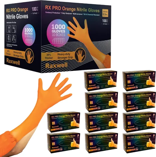 Vista 10 de Raxwell Nitrile Disposable Gloves - Puncture-Resistant Work Gloves - Diamond Grip for Food Prep, Cleaning & Cooking