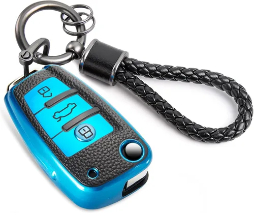 Vista 39 de para llavero de Cadillac con funda de TPU con superficie granulada y cuerda trenzada metálica, funda de llavero mejorada para 2020 en adelante CT4