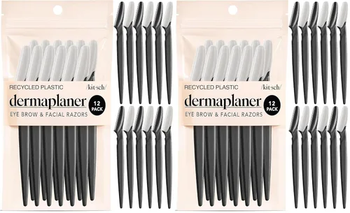 Vista 14 de Kitsch Dermaplane - Maquinilla de afeitar facial para mujeres y hombres, maquinillas de afeitar para cejas y afeitadora facial - Maquinilla de Negro