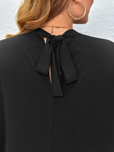 Vista 6 de Verdusa Blusa de manga murciélago con nudo en la espalda para mujer