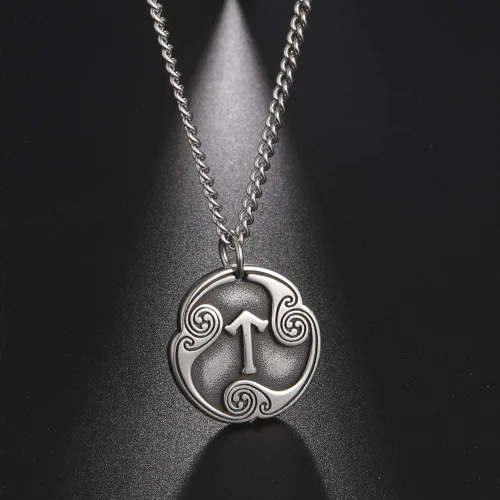 Vista 4 de TEAMER Collar con colgante de amuleto de acero inoxidable de 24 runas de los vikingos nórdicos, joyería con símbolo de la suerte y la bendición