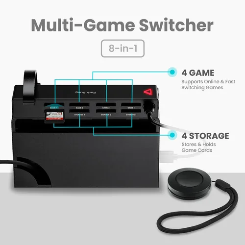 Vista 2 de Park Sung Switch - Lector de tarjetas de juego, versión mejorada Switch Switch Switch con control remoto, soporte para tarjetas de juego 8 en 1