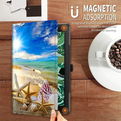 Vista 4 de Funda para todas las tabletas Amazon Kindle Fire 7 (9ª/7ª/5ª generación, versión 2019/2017/2015), funda inteligente con soporte deslizante