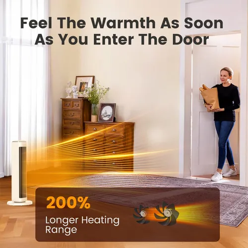 Vista 4 de Calentadores de espacio de 25 pulgadas para uso en interiores, habitaciones grandes, calentadores eléctricos para uso en interiores con termostato