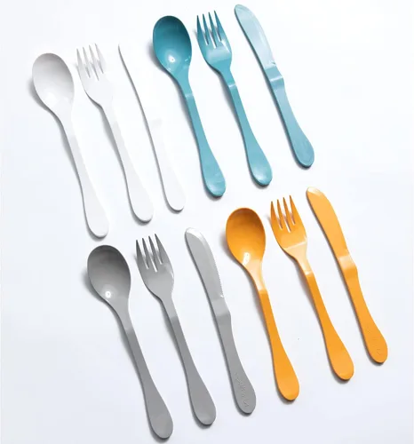 Vista 9 de KNORK Eco - Juego de cubiertos reutilizables de bambú a base de plantas (tenedor, cuchillo, cuchara)