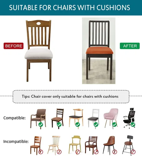 Vista 5 de Fundas de asiento de terciopelo para silla, fundas de asiento suaves y elásticas para comedor y cocina, protector de asiento de silla extraíble