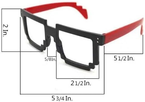 Vista 3 de FancyG Retro 8-Bit Pixel Geek Gamer Pixelated Glass Frame Leopard Black NO Lens
