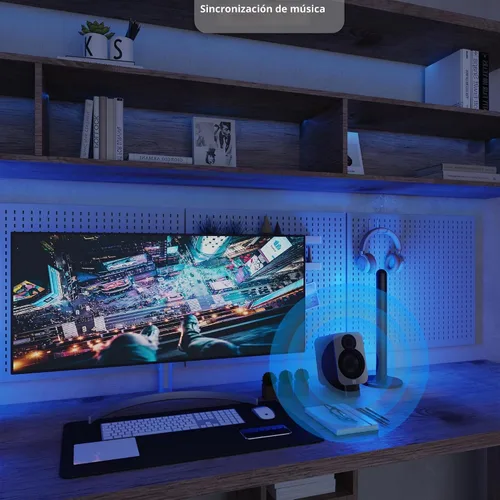 Vista 7 de LAMPAOUS Barras de luz LED inteligentes, funcionan con Alexa y Google Assistant, retroiluminación RGBCW WiFi TV con modos de escena y música