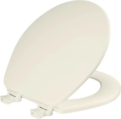 Vista 10 de Asiento de inodoro CHURCH, bisagras de liberación de limpieza fácil para limpiezas profundas, asiento de madera esmaltada duradera, alargado, blanco