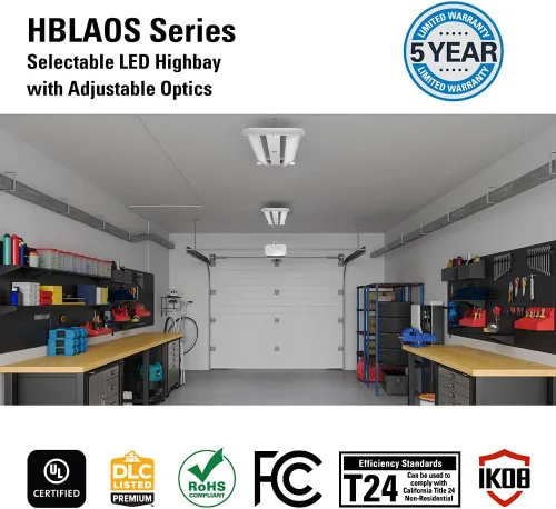 Vista 5 de Metalux HBLAO HBLAO - Luz LED de 2 pies de altura para tienda, equivalente a 400 W, 24,000 lúmenes, óptica ajustable, CCT seleccionable