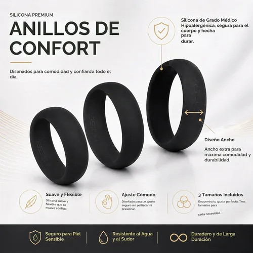 Vista 5 de Autofor Super elástico de silicona negro anillo para pene, transparente