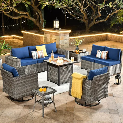 Vista 57 de HOOOWOOO Outdoor Patio Sectional Furniture Sofa Set with Widened Armrest,6 Piece Small Modern Wicker Couch,Modular L Shaped Conversation Seating Set
