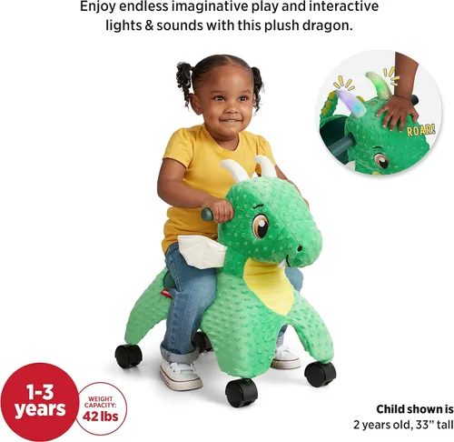 Vista 4 de Radio Flyer Juguete de Montar de Peluche para Niños Pequeños – Juguete de Montar Rodante Suave y Acolchado para Niños de 1–3 Años, Juguete de Empuje
