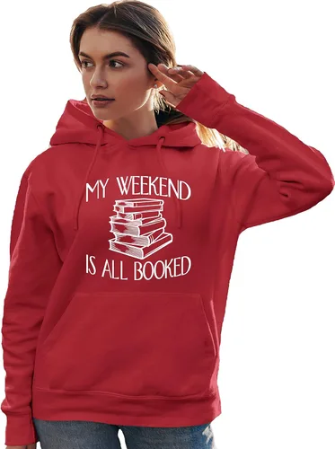 Vista 21 de Go All Out My Weekend Is All Booked Funny Book Reading Lover - Sudadera con capucha para hombre y mujer Negro