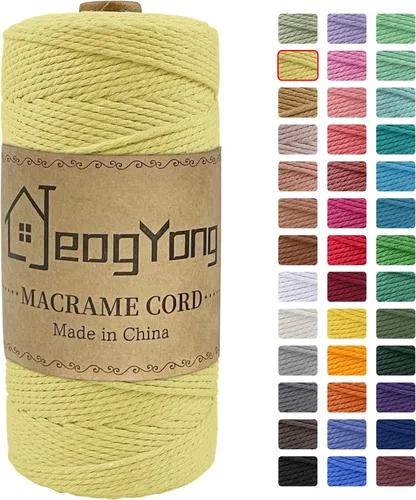Vista 15 de JeogYong Cuerda de macramé de 0.078 pulgadas x 218 yardas, cuerda de algodón natural torcida de 3 hebras, cuerda de algodón de color para colgar
